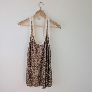 Wilfred Bronze Copper Sequin Racerback Tank Top Silk Size Medium